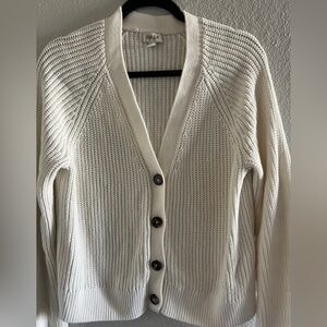 Style & Co. Ivory Button-Up Cardigan Large